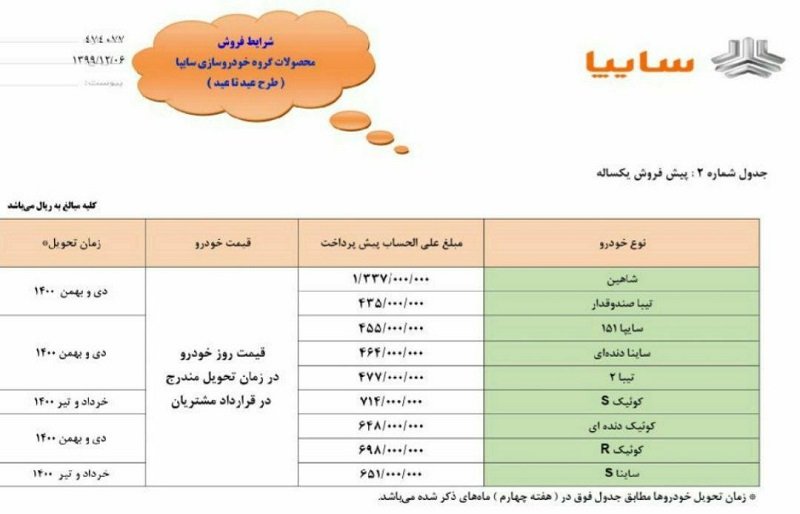 فروش عید تا عید سایپا